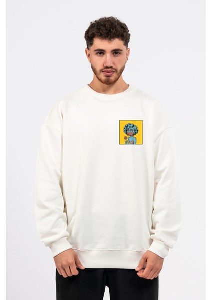 Oversize Göğüste Cry Woman Baskılı Sweatshirt
