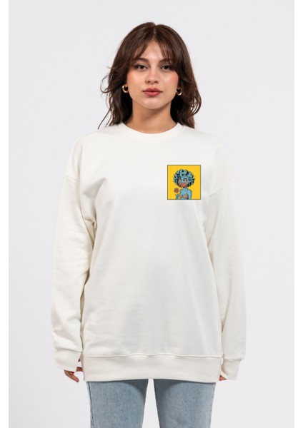 Oversize Göğüste Cry Woman Baskılı Sweatshirt fiyatları