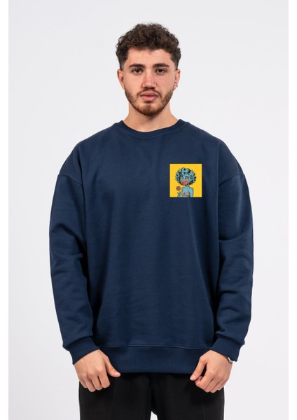 Oversize Göğüste Cry Woman Baskılı Sweatshirt