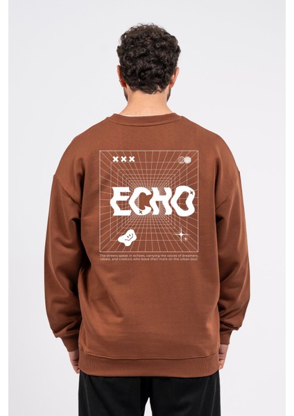 Oversize Sırtta Echo Baskılı Sweatshirt