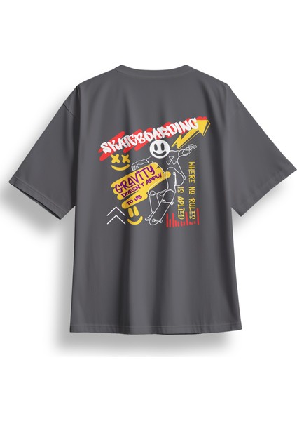 Oversize Skateboarding Baskılı Tshirt