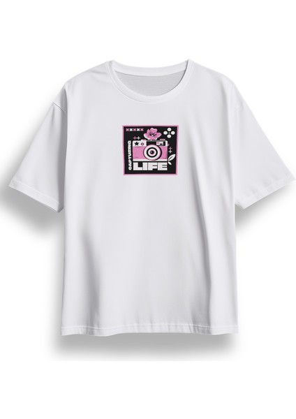 Oversize Capturing Life Baskılı Tshirt