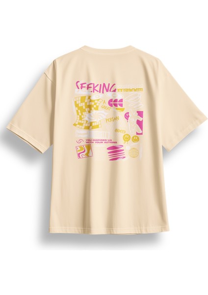 Oversize Seeking Baskılı Tshirt