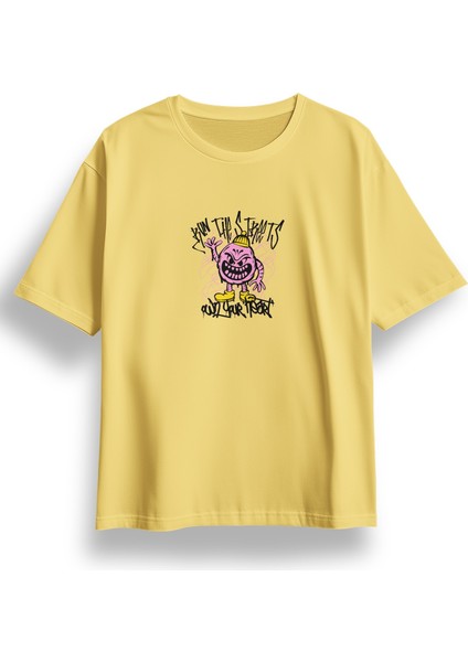 Oversize Run The Streets Baskılı Tshirt