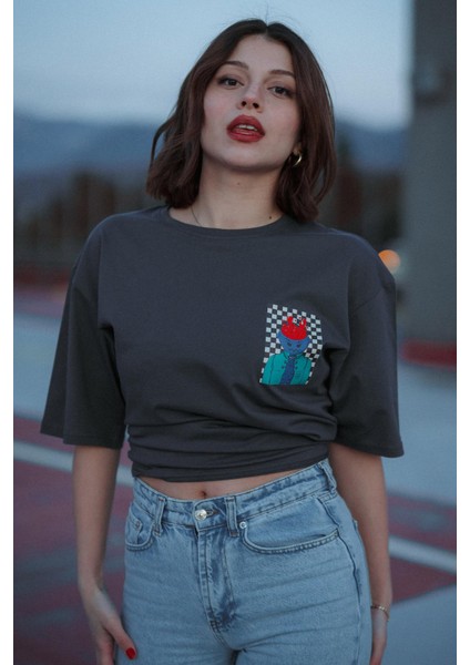 Oversize Göğüste Be Furious Baskılı Tshirt