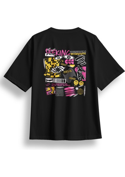 Oversize Seeking Baskılı Tshirt