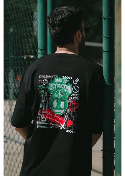 Oversize Destruction Baskılı Tshirt