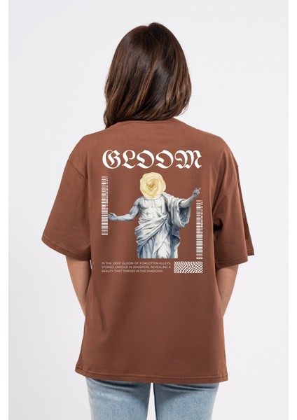 Oversize Sırtta Bloom Baskılı Tshirt