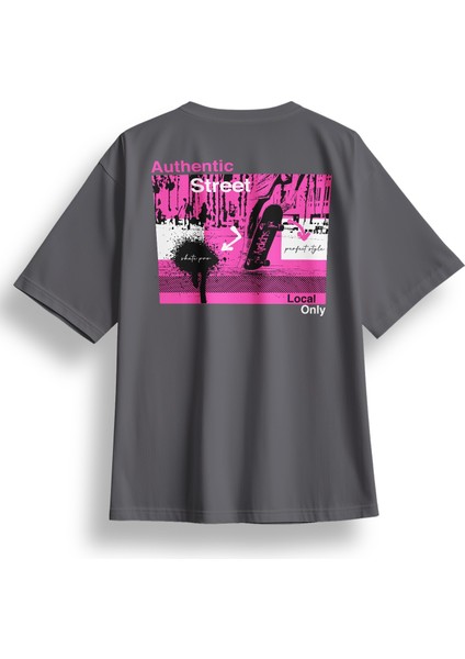 Oversize Sırtta Authentic Baskılı Tshirt