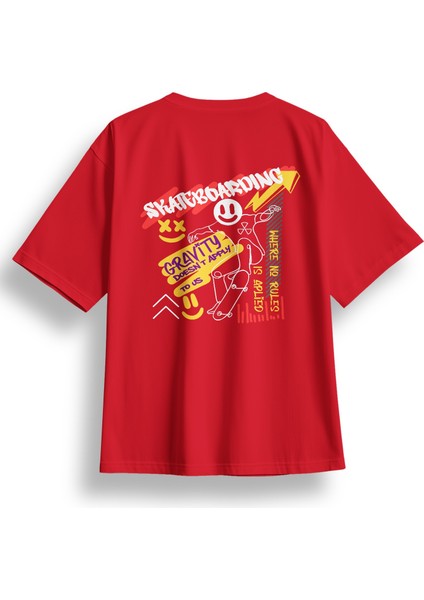 Oversize Skateboarding Baskılı Tshirt