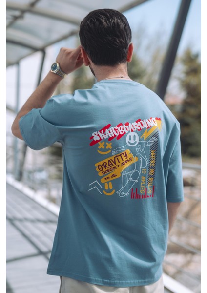 Oversize Skateboarding Baskılı Tshirt