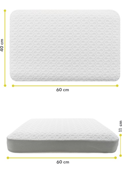 Lüks Hava Kanallı Ortopedik Yastık Visco Yastık 60x40x11cm
