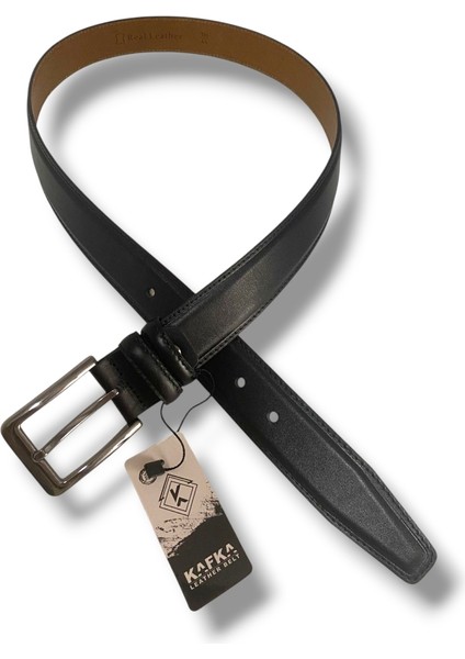 K100-25 Hakiki Deri Dikişli Erkek Kemer 130 cm