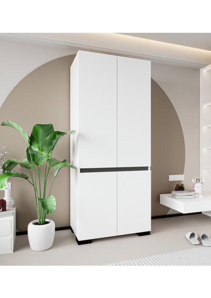 Floransa 4 Kapılı Flr-Ira Beyaz- Antrasit Gardırop modelleri