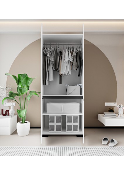 Floransa 4 Kapılı Flr-Ira Beyaz- Antrasit Gardırop fırsatları