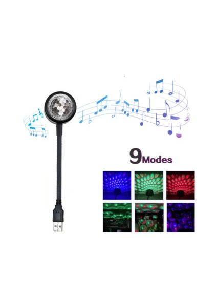 Mini Disco LED USB 18CM 9 Modlu Müziğe Duyarlı