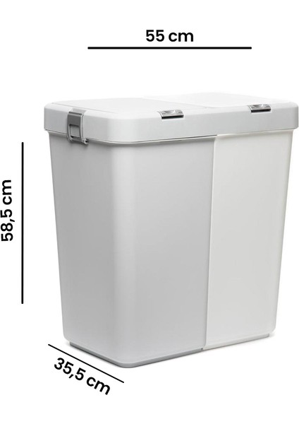 Duo Laundry Çamaşır Sepeti - Gri / Beyaz - 80 Lt
