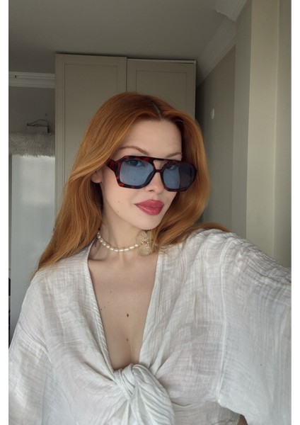Tunny Kadın Güneş Gözlüğü Leopar Mavi