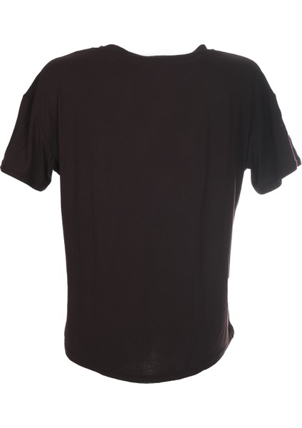 Ysatis V Yaka Oversize Minimalist Kadın Bluz - Kısa Kol - Günlük fırsatları