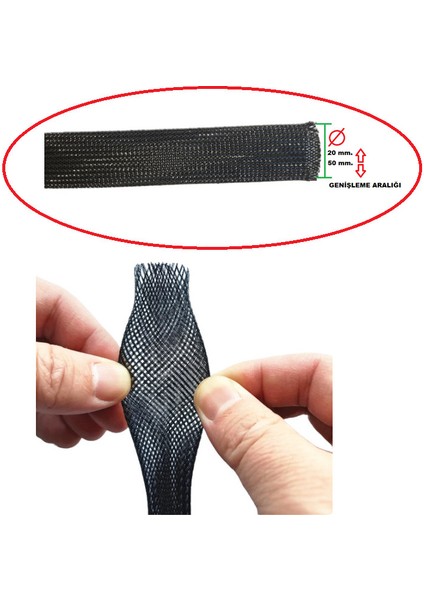 Kablo+Hortum Koruma Makorunu Toplayıcı Organızer 50MMX100MM Esnek Tutuşmaz Kılıf