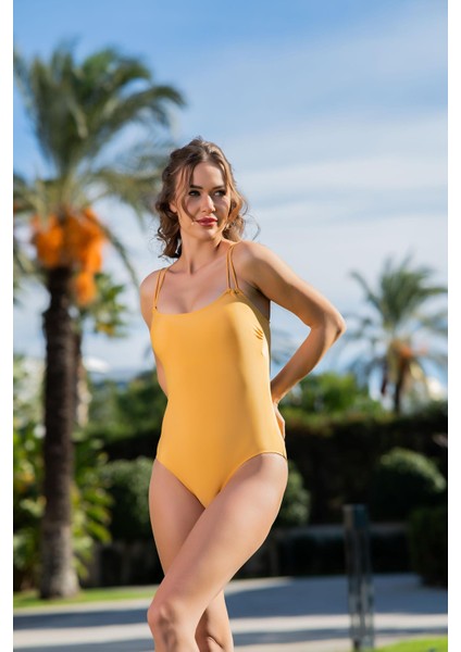 Kadın Straplez Sarı Mayo C8T0N1O52-2