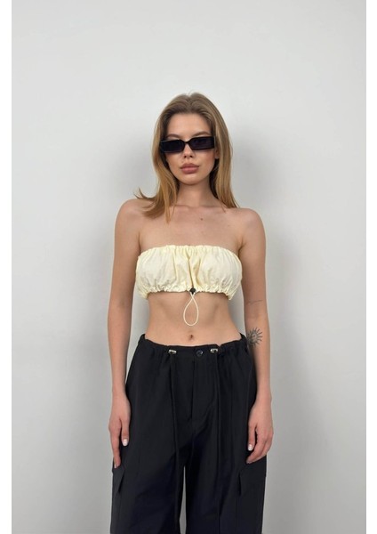 Lastik Detay Straplez Crop