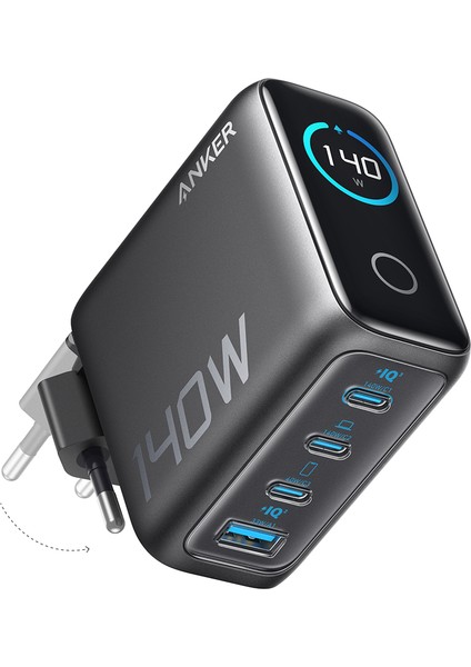 140W, 4-Port 3xusb-C 1x Usb-A, Pd 3.1 Hızlı Şarj Cihazı Koyu Gri- A2697 (Anker Türkiye Garantili)