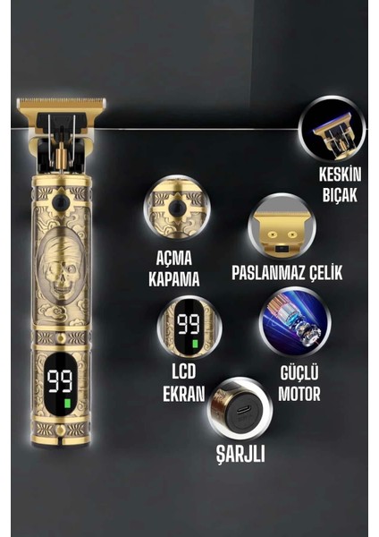 Tıraş Makinesi Çizik Tıraş Paslanmaz Çelik Uzun Ömürlü Şarjlı