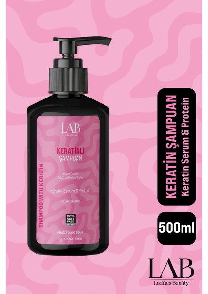 Keratinli Şampuan 500 ml - 100% Salt Free Tuzsuz