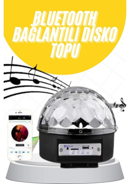 Disko Topu Renkli Işıklı Lazer Parti Bluetooth Bağlantılı LED Küre
