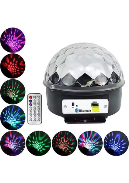 Disko Topu Renkli Işıklı Lazer Parti Bluetooth Bağlantılı LED Küre