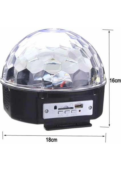 Disko Topu Renkli Işıklı Lazer Parti Bluetooth Bağlantılı LED Küre