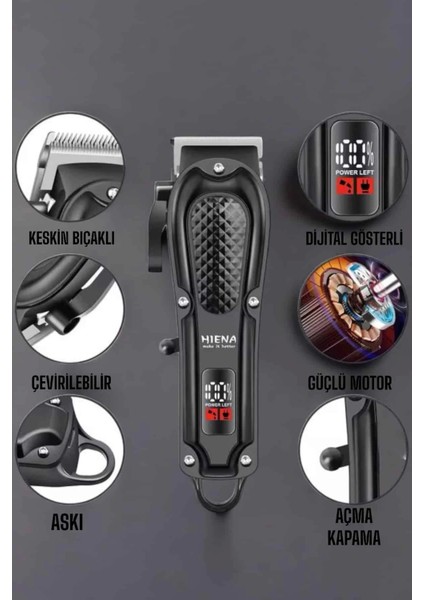 Suya Dayanıklı Tıraş Makinesi Keskin Bıçaklı Dijital Göstergeli Şarjlı