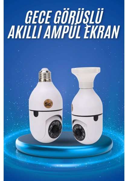 Gece Görüşlü Akıllı Dönebilen Ev Kamerası Ampül Kamera