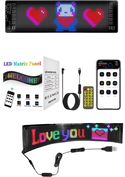 Kumandalı App Kontrollü LED Ekran 16X192 LED Matrix Araç Camı Yazısı