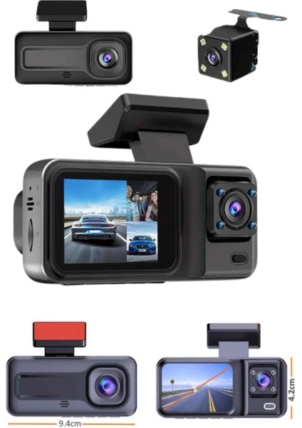 Dvr Araç Içi Kamera Ön ve Iç Kamera 2 Inç Ekranlı Çift Kamera
