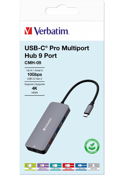Verbatım 32152 Usb-C Pro 9 Port Çok Bağlantılı Hub Cmh-09