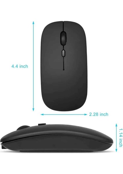 Kablosuz Mouse Fare Şarjlı Bluetooth Wireless Çift Modlu Sessiz