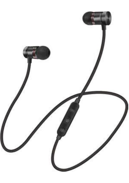Sports Mıknatıslı Siyah Bluetooth Kulaklık Kablolu Uzun Pil Ömrü