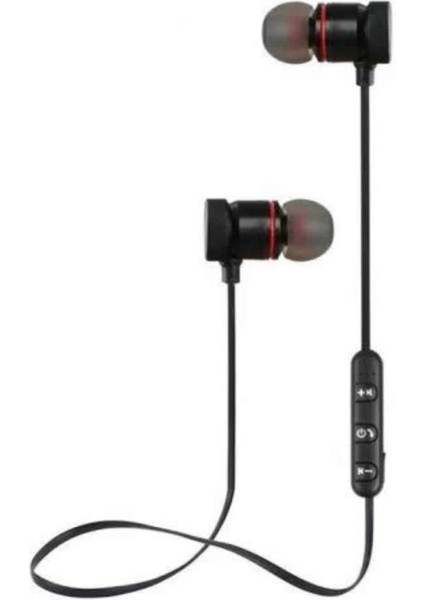 Sports Mıknatıslı Siyah Bluetooth Kulaklık Kablolu Uzun Pil Ömrü