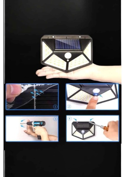 Güneş Enerjili Bahçe Aydınlatma Lambası Solar 100 LED Lamba