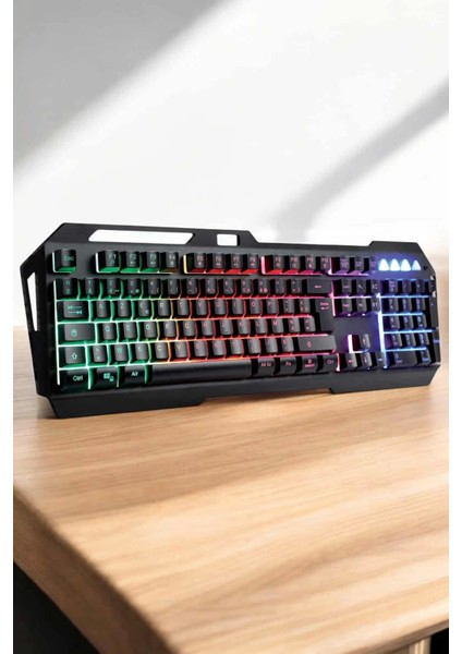 Q Klavye Rgb Işıklı Klavye ve Mouse Seti Kablolu Mouse Hediyeliş
