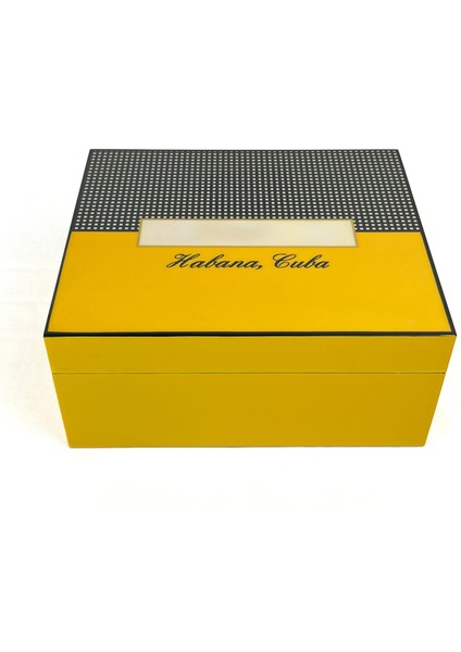 Puro Saklama Kutusu - Humidor Sarı/kareli