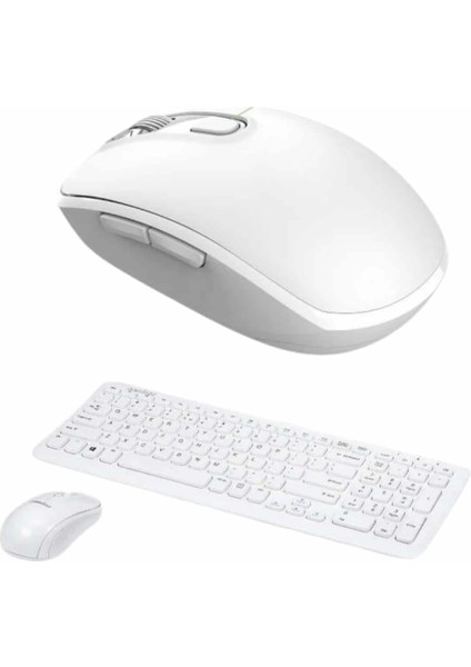 Kablosuz Klavye Mouse Seti Beyaz Q Klavye Tüm Cihazlara Uyumlu