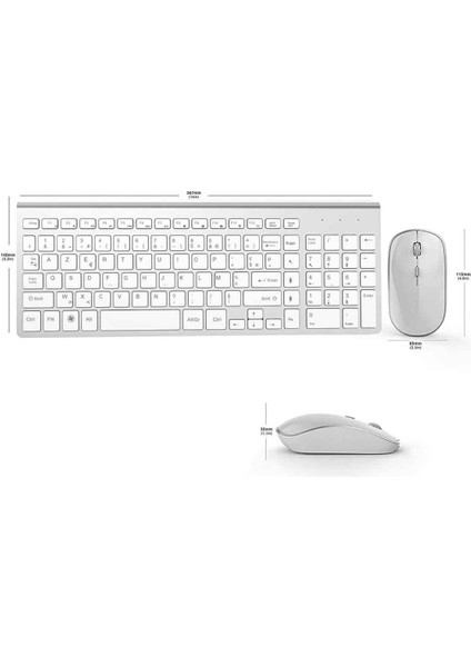Kablosuz Klavye Mouse Seti Beyaz Q Klavye Tüm Cihazlara Uyumlu