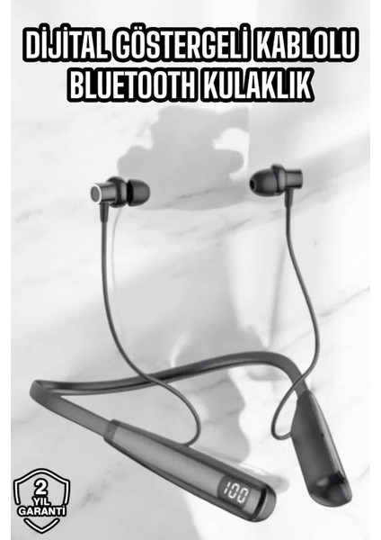 Dijital Göstergeli Kulak Içi Kablosuz Bluetooth Kulaklık Boyun Bantlı