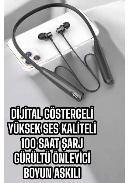 Dijital Göstergeli Kulak Içi Kablosuz Bluetooth Kulaklık Boyun Bantlı