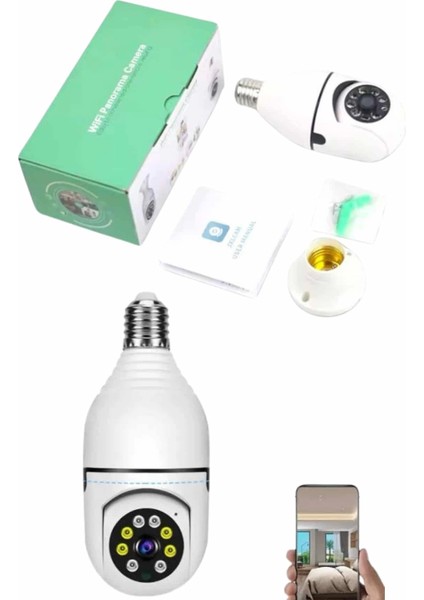 Güvenlik Kamerası Wi-Fi Özellikli 360 Derece Full Hd 1080P Ampül Kamera