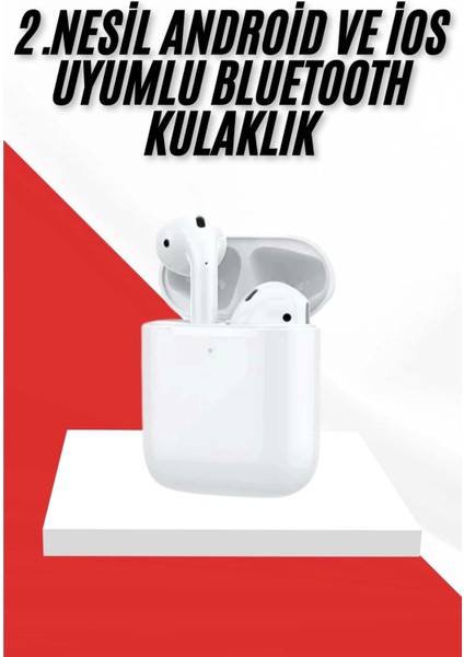 2. Nesil Bluetooth Android ve Ios Uyumlu Kablosuz Kulaklık Çağrı Cevaplama
