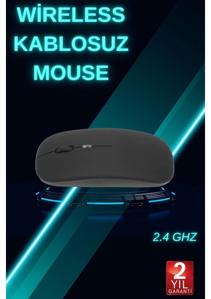 Siyah Wireless Kablosuz Sessiz Mouse Bluetooth Bağlantılı